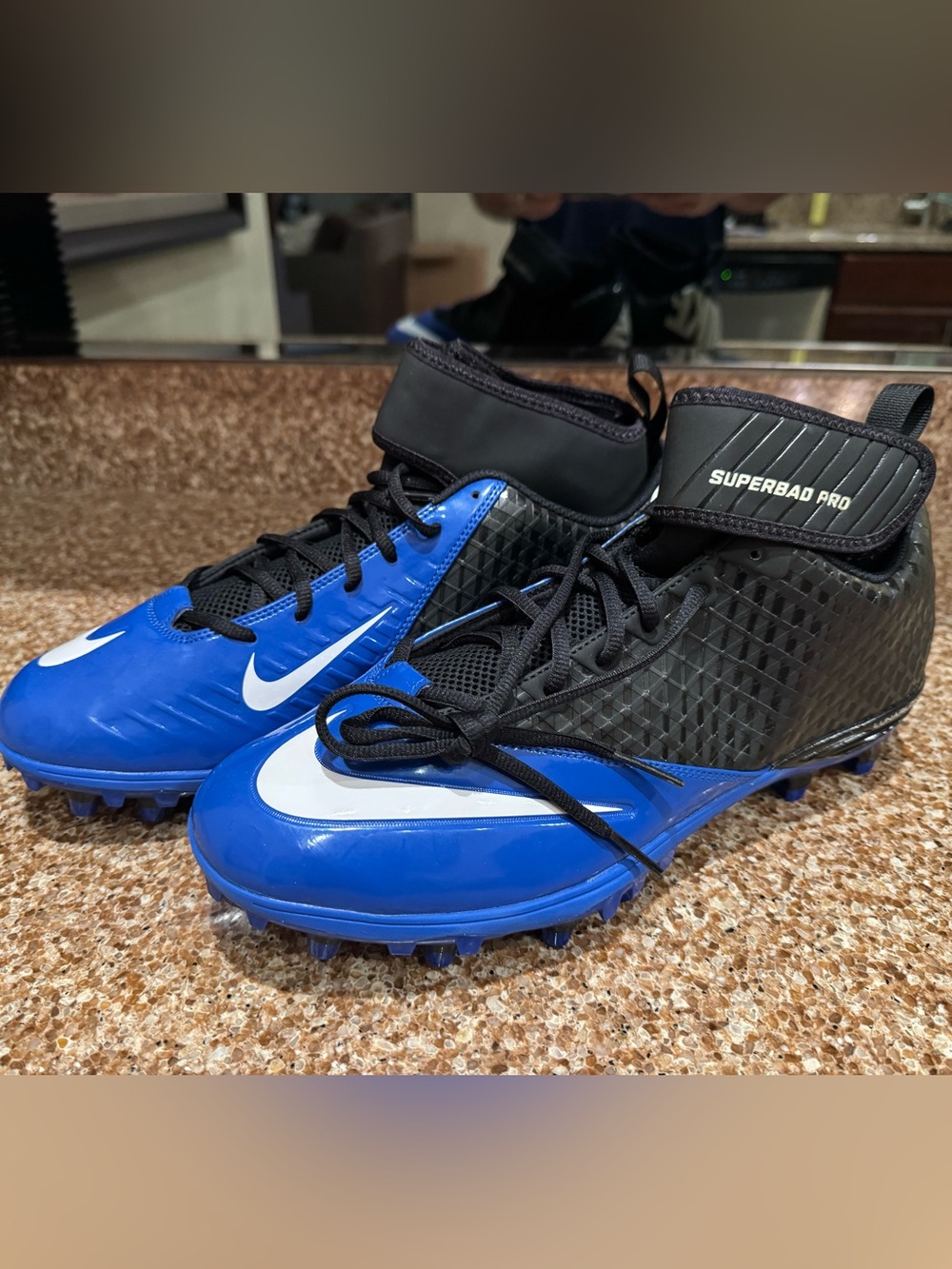 New Nike Superbad Pro Football Cleats Black Royal Blue Size 12.5